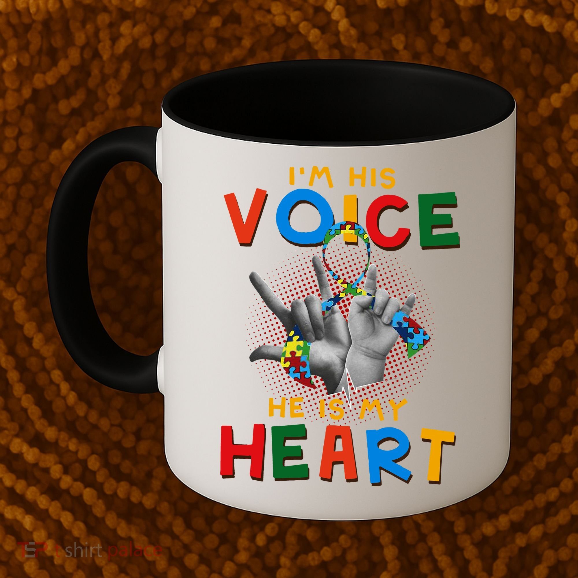I'm His Voice He Is My Heart Autism Awareness Coffee Mug