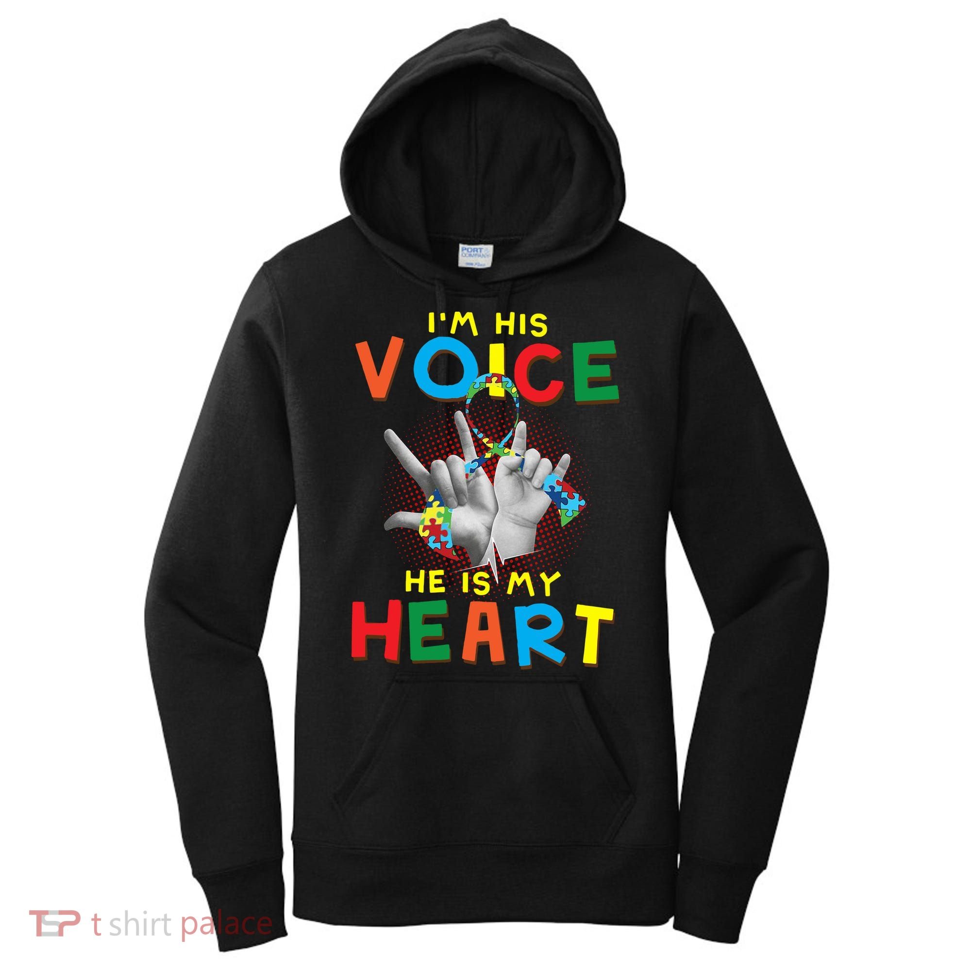 I'm His Voice He Is My Heart Autism Awareness Women's Hoodie