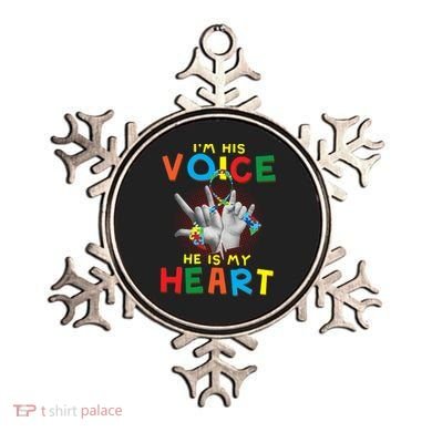 I'm His Voice He Is My Heart Autism Awareness Ornament