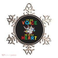 I'm His Voice He Is My Heart Autism Awareness Ornament thumb 0