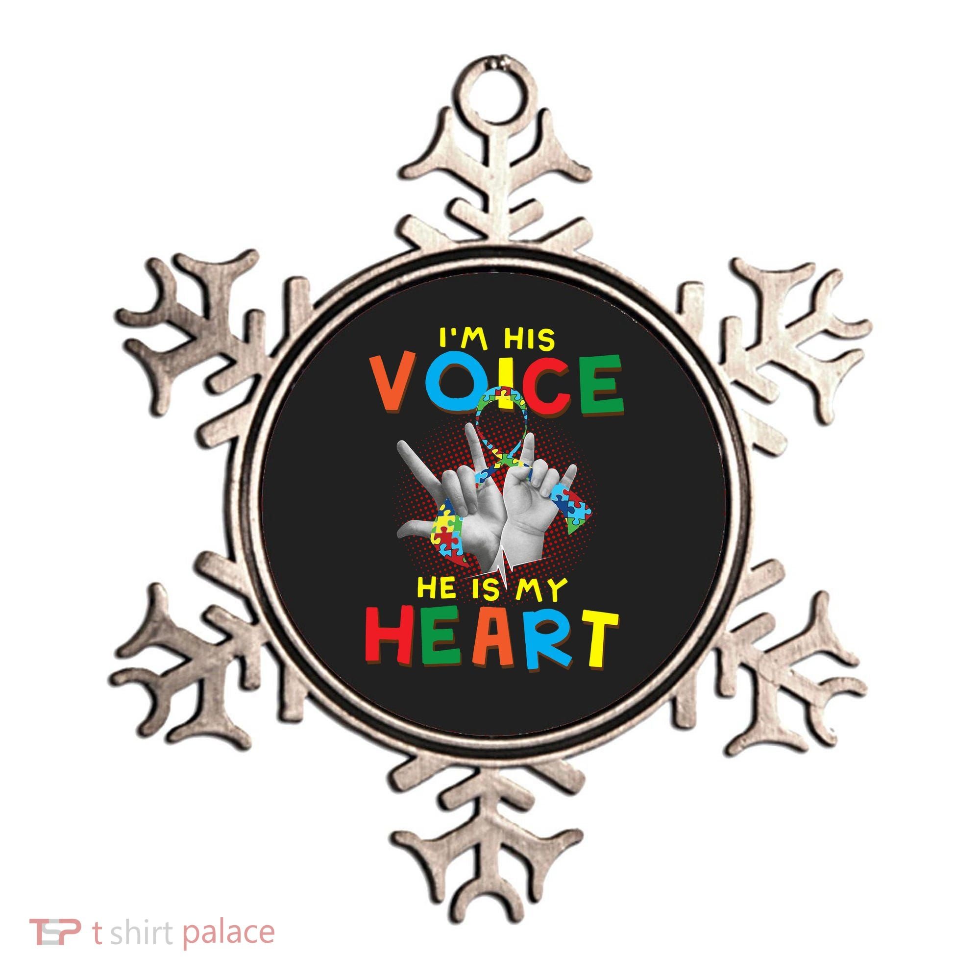 I'm His Voice He Is My Heart Autism Awareness Ornament