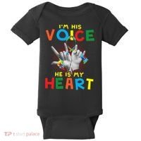 I'm His Voice He Is My Heart Autism Awareness Baby Bodysuit thumb 0