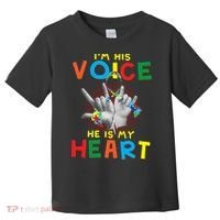 I'm His Voice He Is My Heart Autism Awareness Toddler T-Shirt thumb 0
