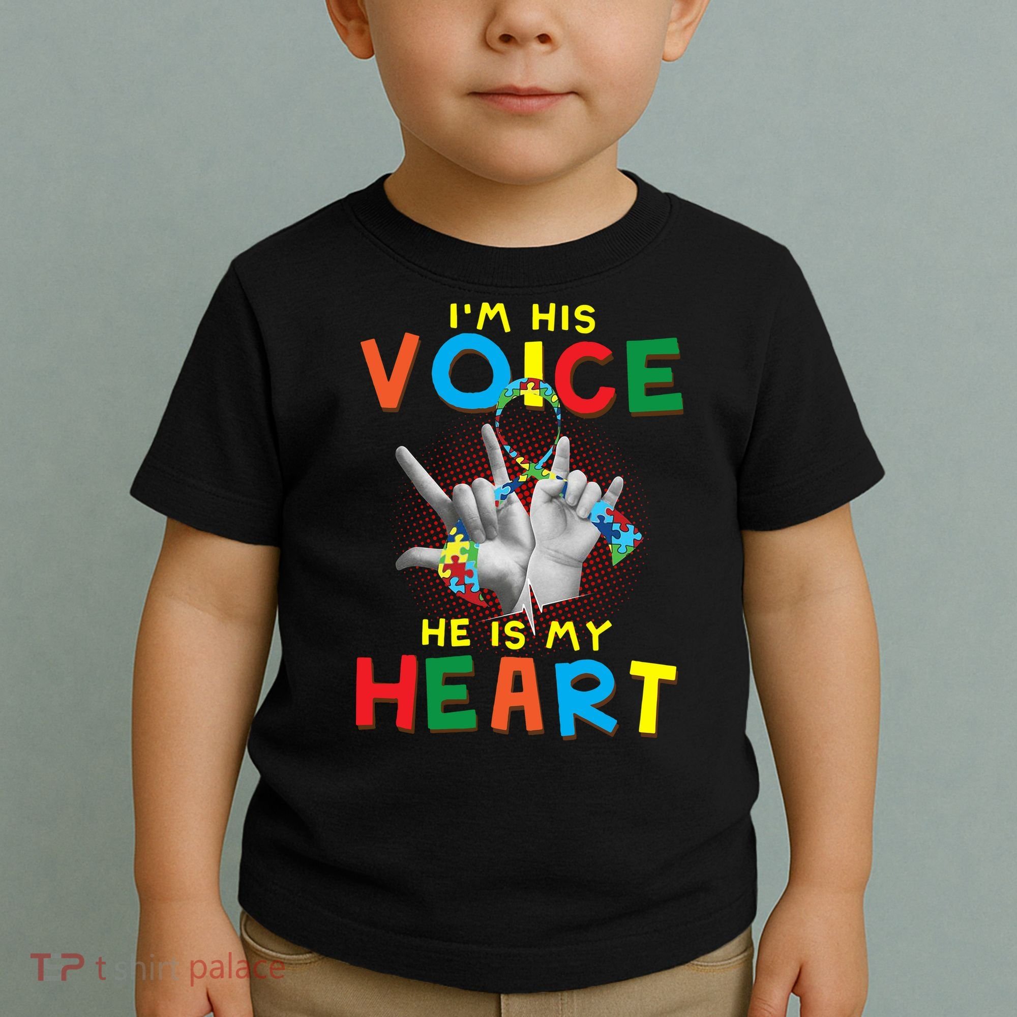 I'm His Voice He Is My Heart Autism Awareness Toddler T-Shirt