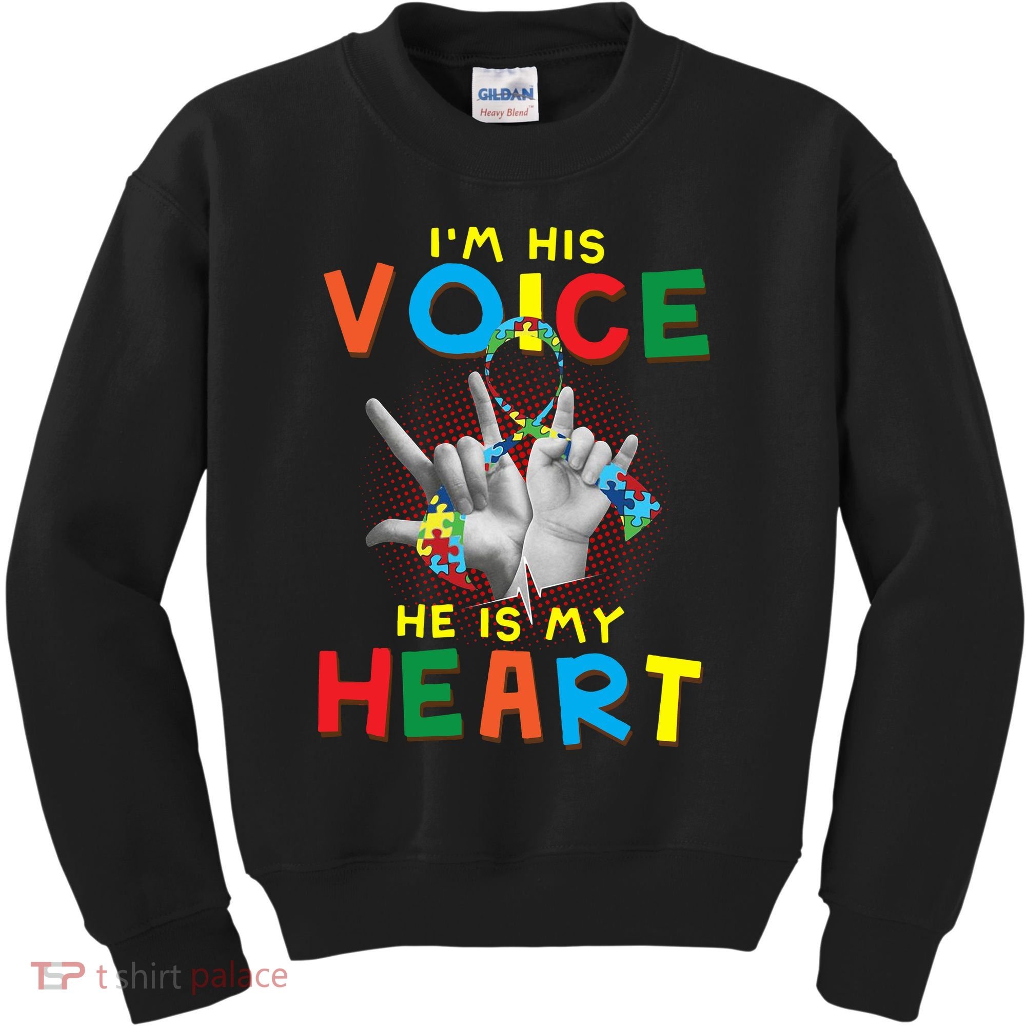 I'm His Voice He Is My Heart Autism Awareness Kids Sweatshirt