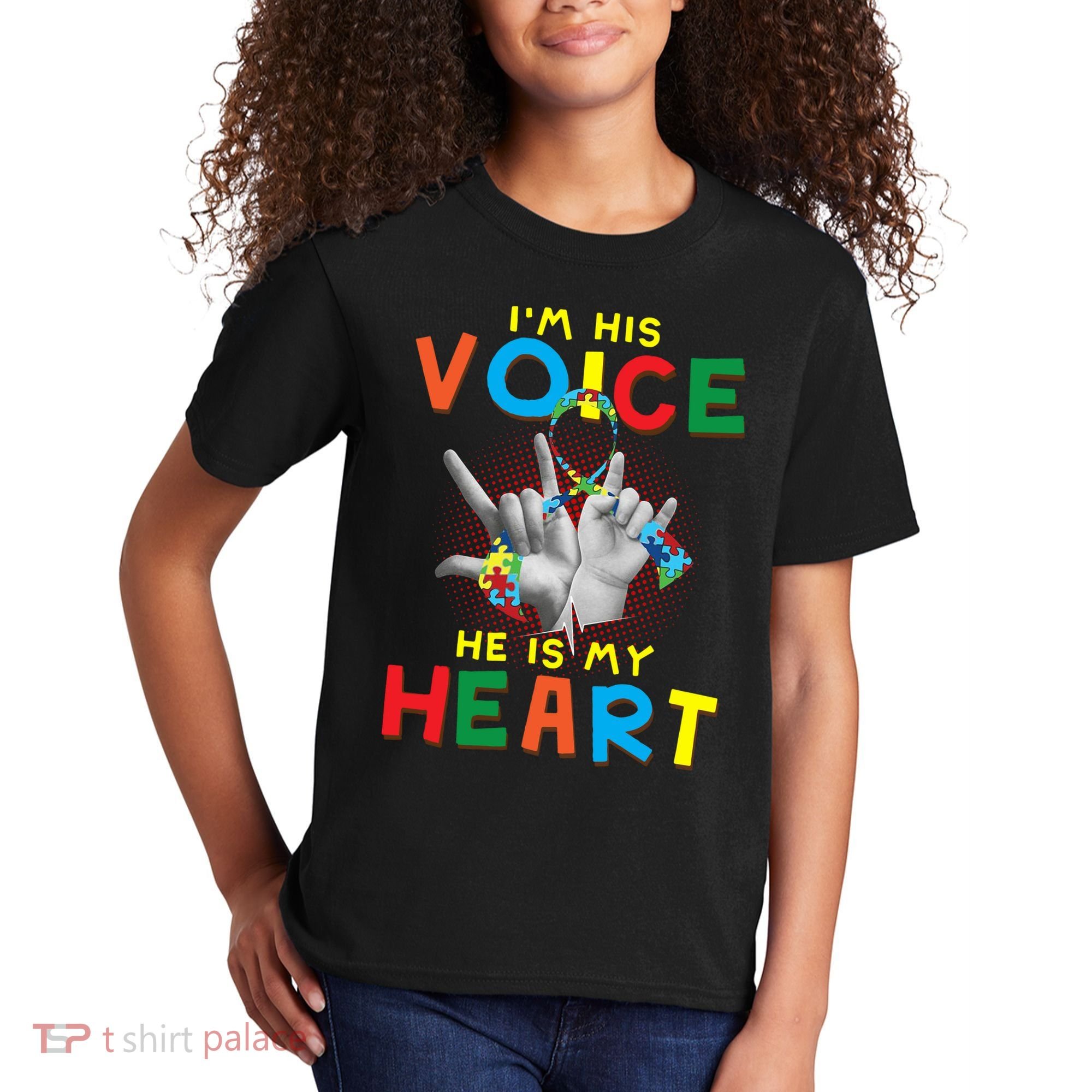 I'm His Voice He Is My Heart Autism Awareness Kids T-Shirt