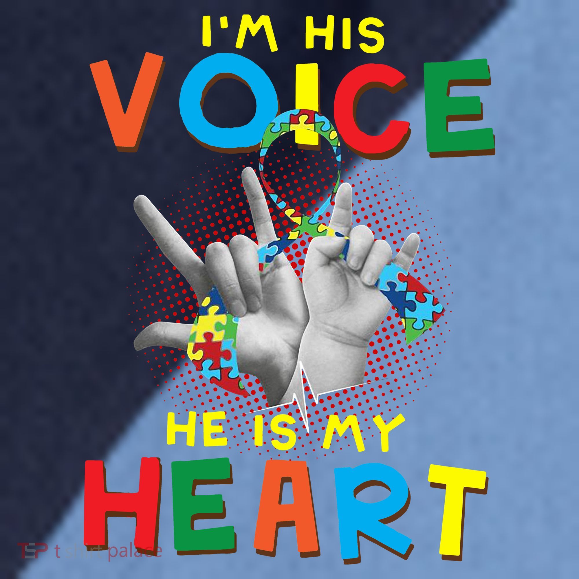 I'm His Voice He Is My Heart Autism Awareness Raglan Baseball Sleeve Shirt