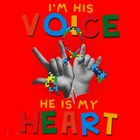 I'm His Voice He Is My Heart Autism Awareness Santa Hat thumb 1