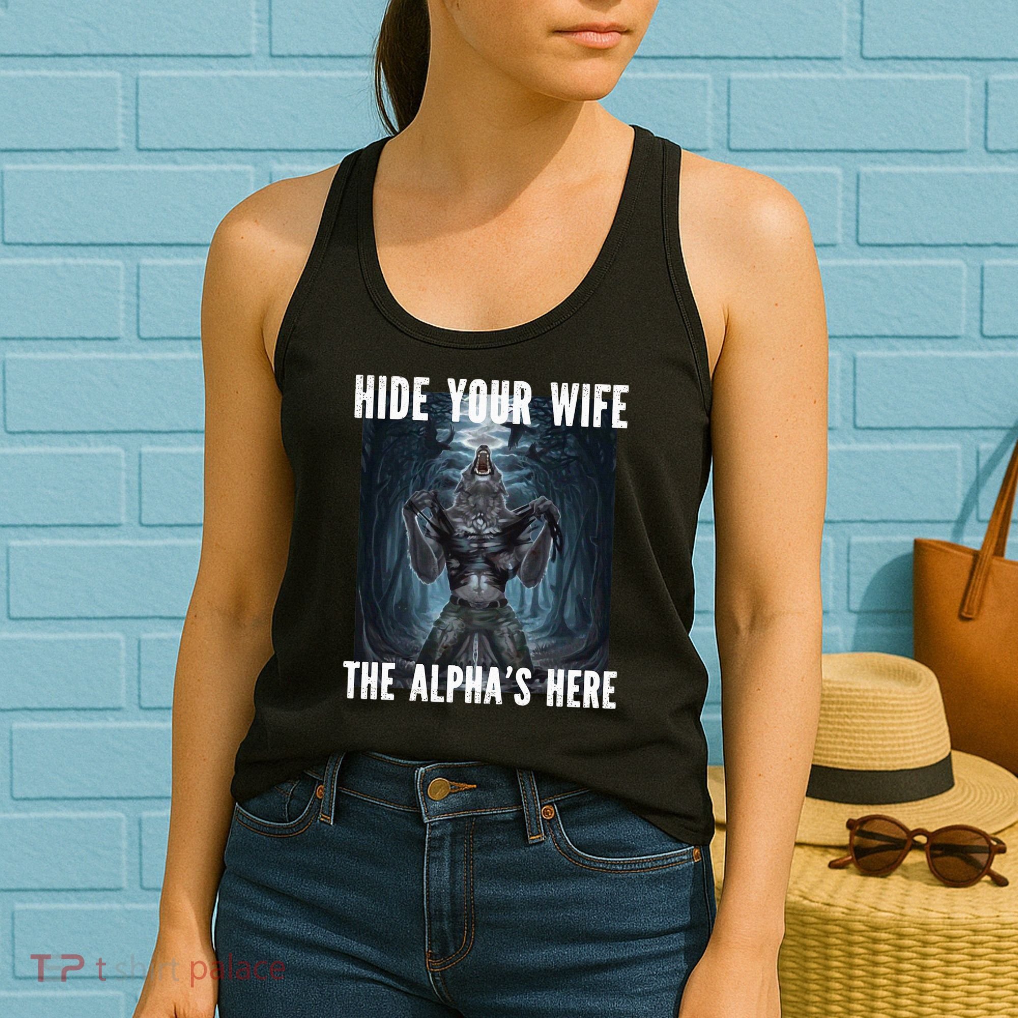 I Heart Werewolfs Alpha Funny Cringe Werewolf Wolf Meme Women's Tank Top