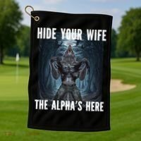 I Heart Werewolfs Alpha Funny Cringe Werewolf Wolf Meme Golf Towel thumb 1