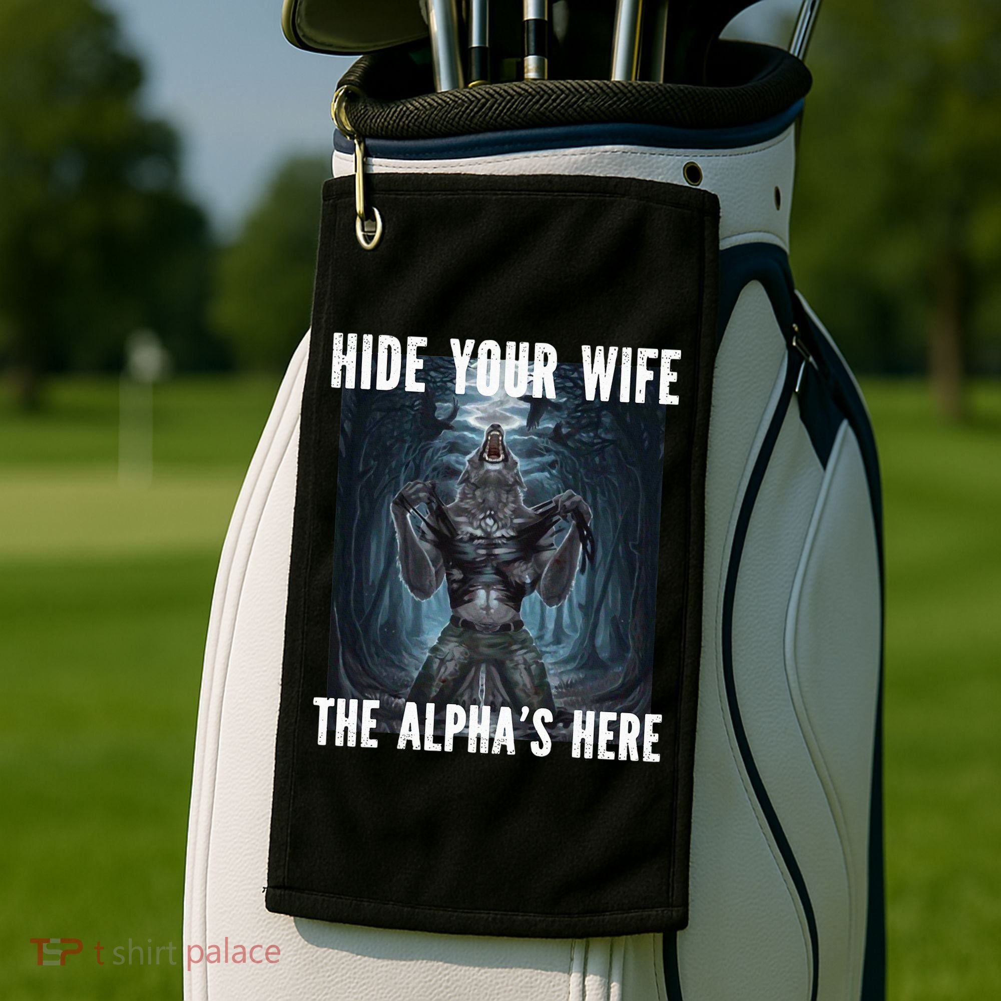 I Heart Werewolfs Alpha Funny Cringe Werewolf Wolf Meme Golf Towel