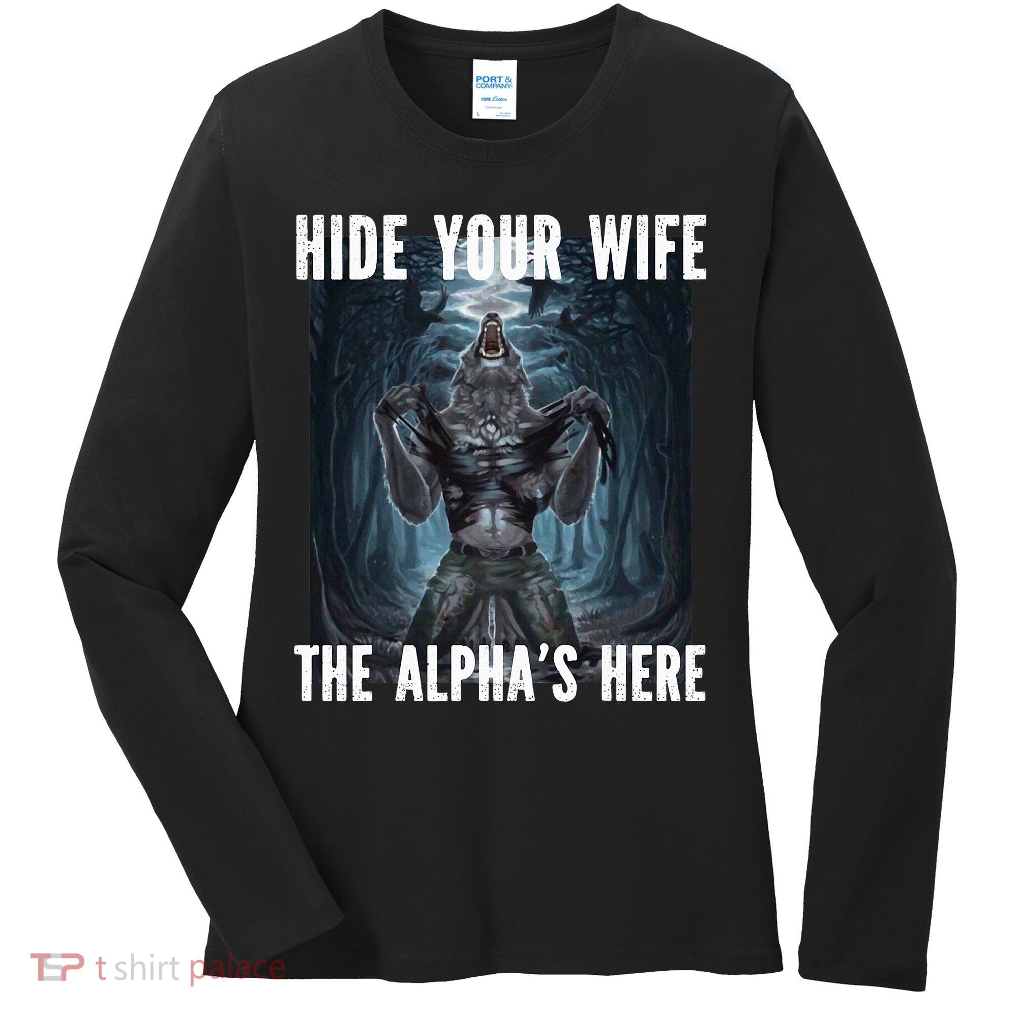 I Heart Werewolfs Alpha Funny Cringe Werewolf Wolf Meme Women's Long Sleeve Shirt