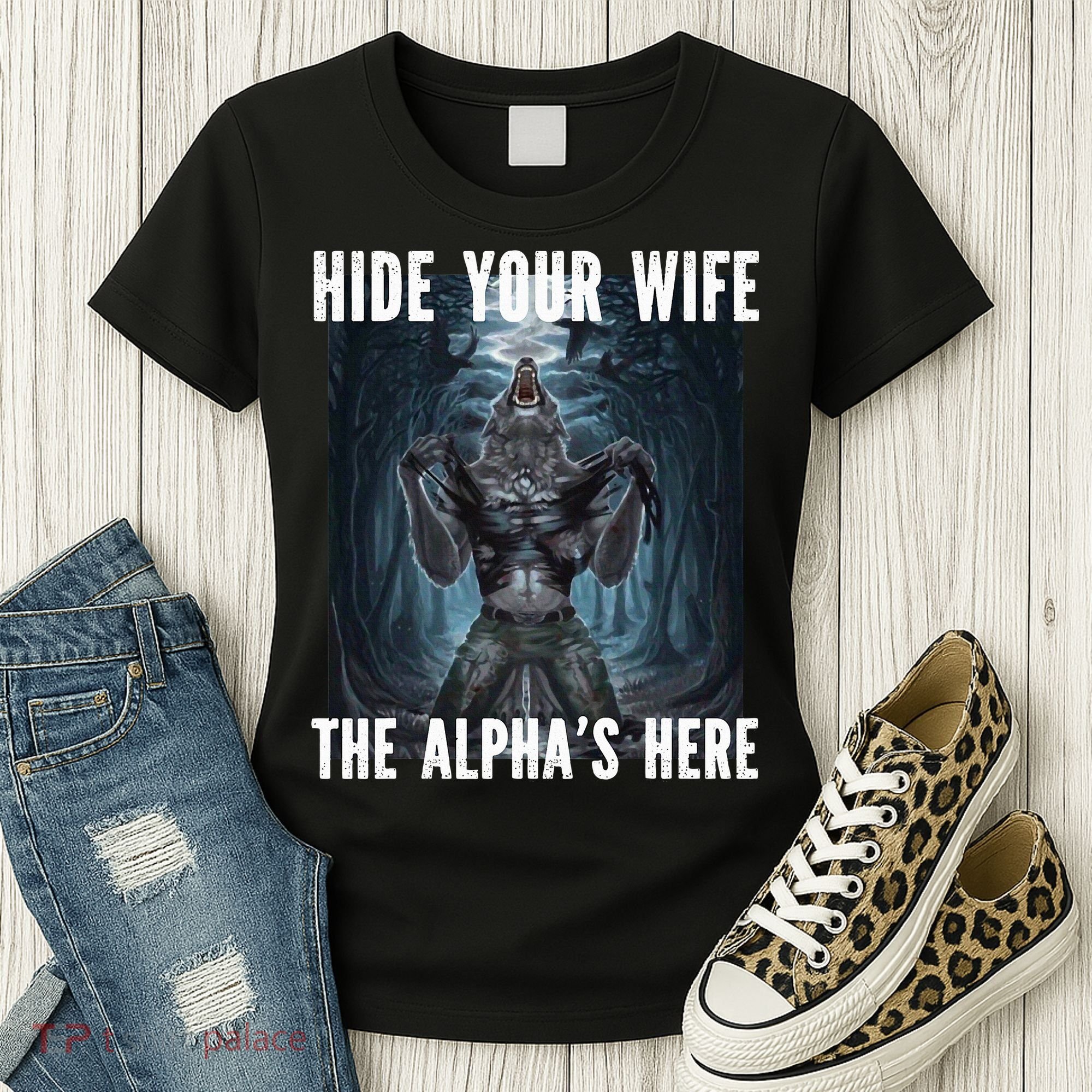 I Heart Werewolfs Alpha Funny Cringe Werewolf Wolf Meme Women's T-Shirt