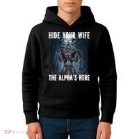 I Heart Werewolfs Alpha Funny Cringe Werewolf Wolf Meme Kids Hoodie thumb 4