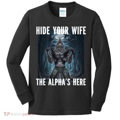 I Heart Werewolfs Alpha Funny Cringe Werewolf Wolf Meme Kids Long Sleeve Shirt