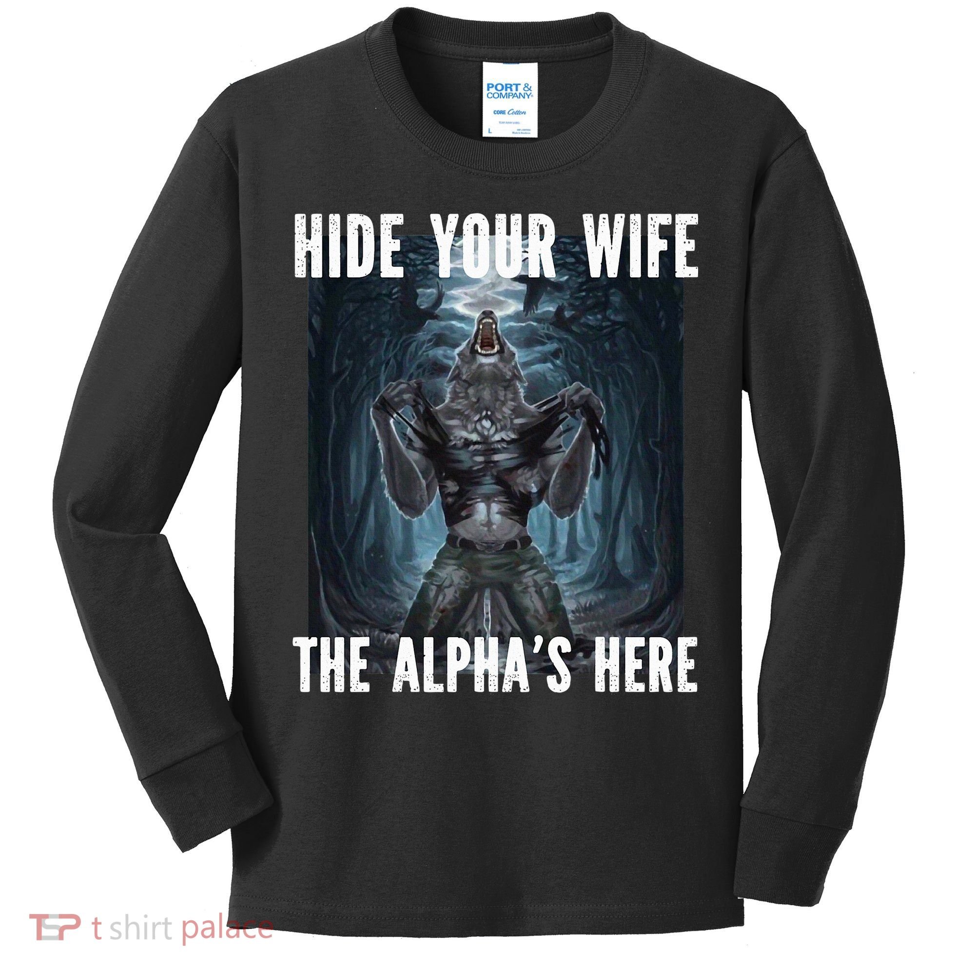 I Heart Werewolfs Alpha Funny Cringe Werewolf Wolf Meme Kids Long Sleeve Shirt