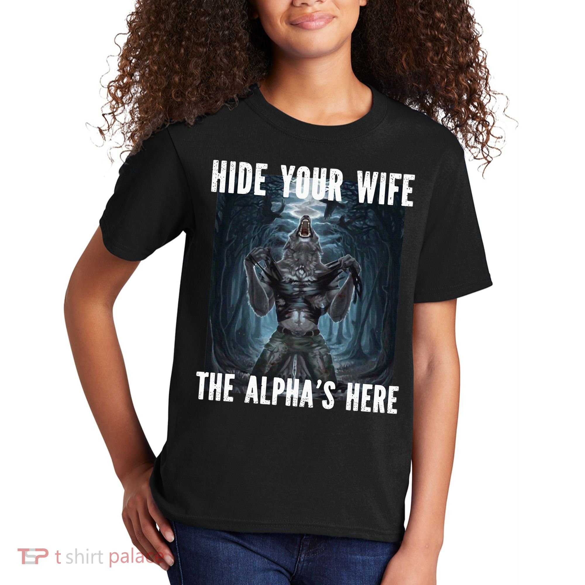 I Heart Werewolfs Alpha Funny Cringe Werewolf Wolf Meme Kids T-Shirt
