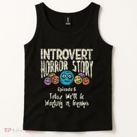 Introvert Horror Working Group Shy Antisocial Back To School Tank Top thumb 2