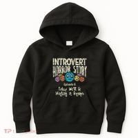 Introvert Horror Working Group Shy Antisocial Back To School Kids Hoodie thumb 0