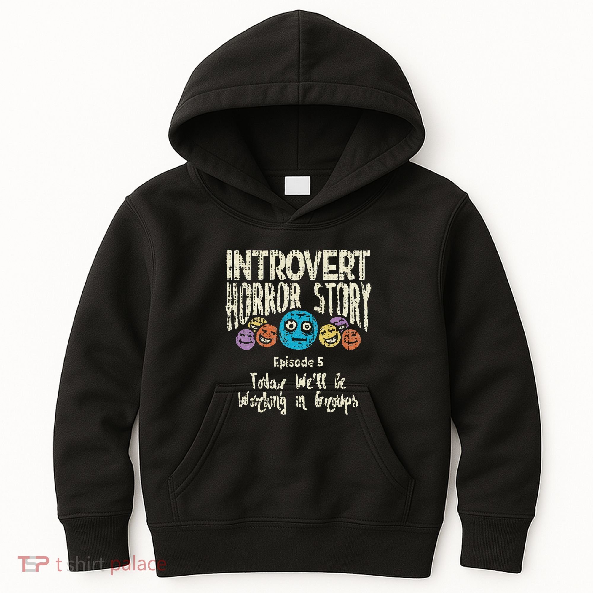 Introvert Horror Working Group Shy Antisocial Back To School Kids Hoodie