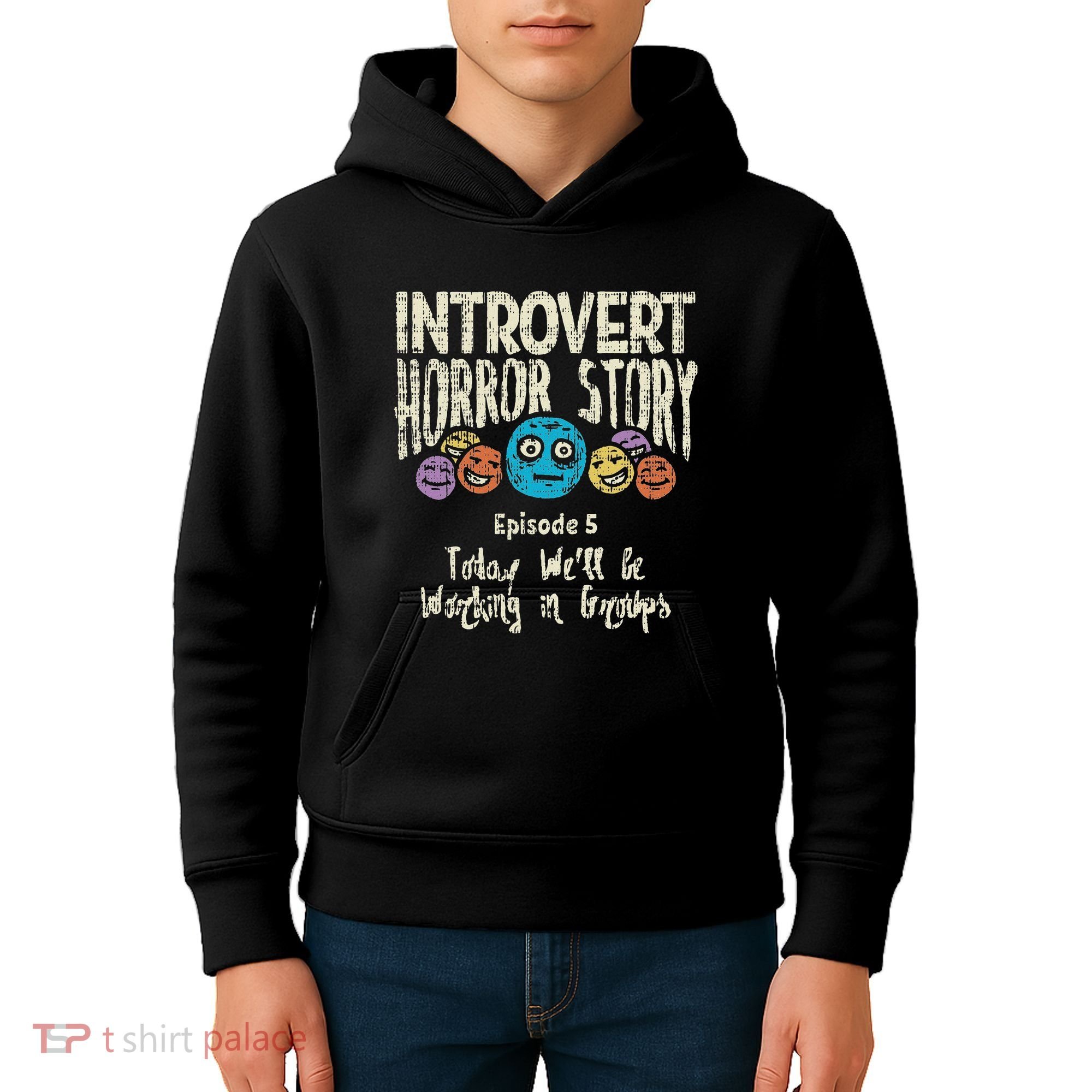 Introvert Horror Working Group Shy Antisocial Back To School Kids Hoodie