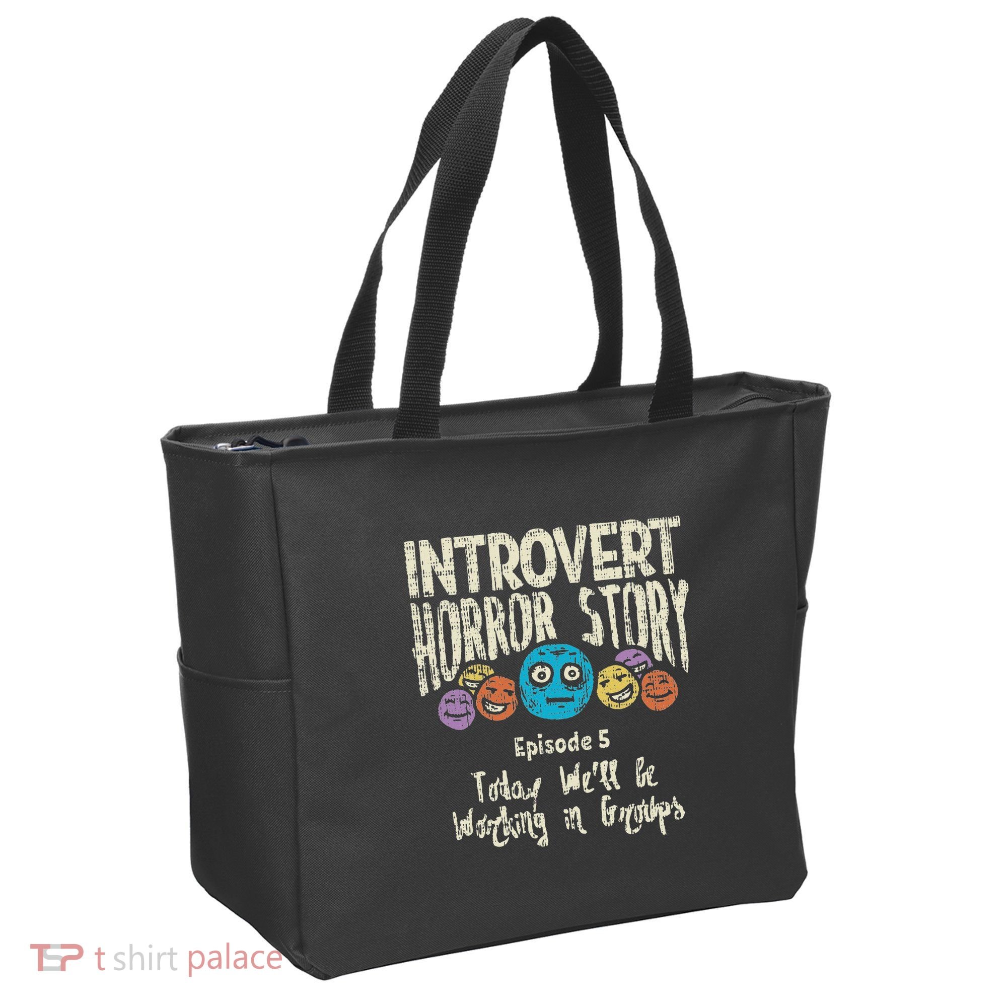 Introvert Horror Working Group Shy Antisocial Back To School Tote Bag