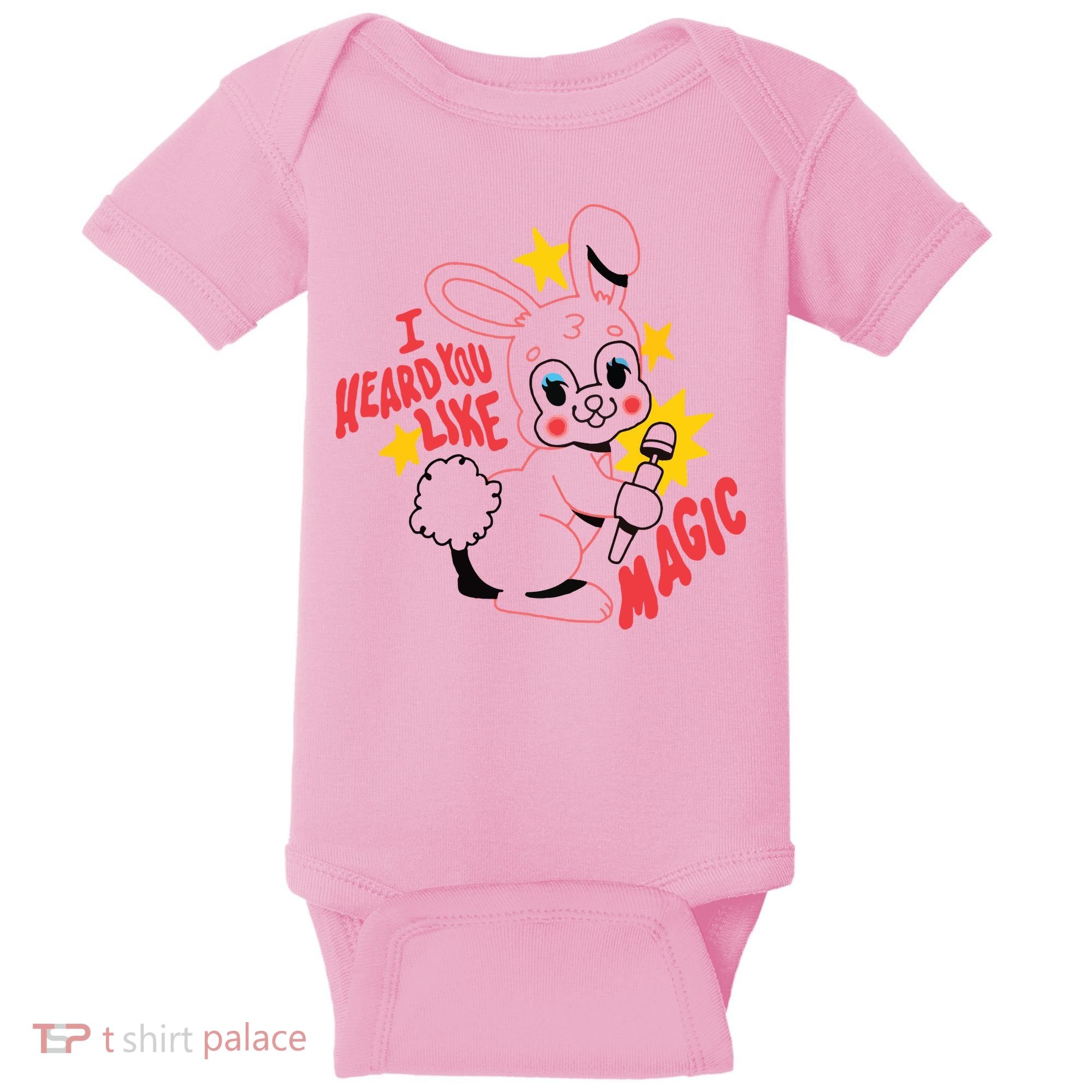 I Heard You Like Magic Pink Rabbit Baby Bodysuit