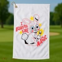 I Heard You Like Magic Pink Rabbit Golf Towel thumb 1