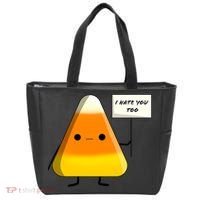 I Hate You Too Funny Halloween Candy Corn Tote Bag thumb 0