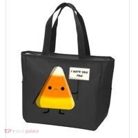 I Hate You Too Funny Halloween Candy Corn Tote Bag thumb 3