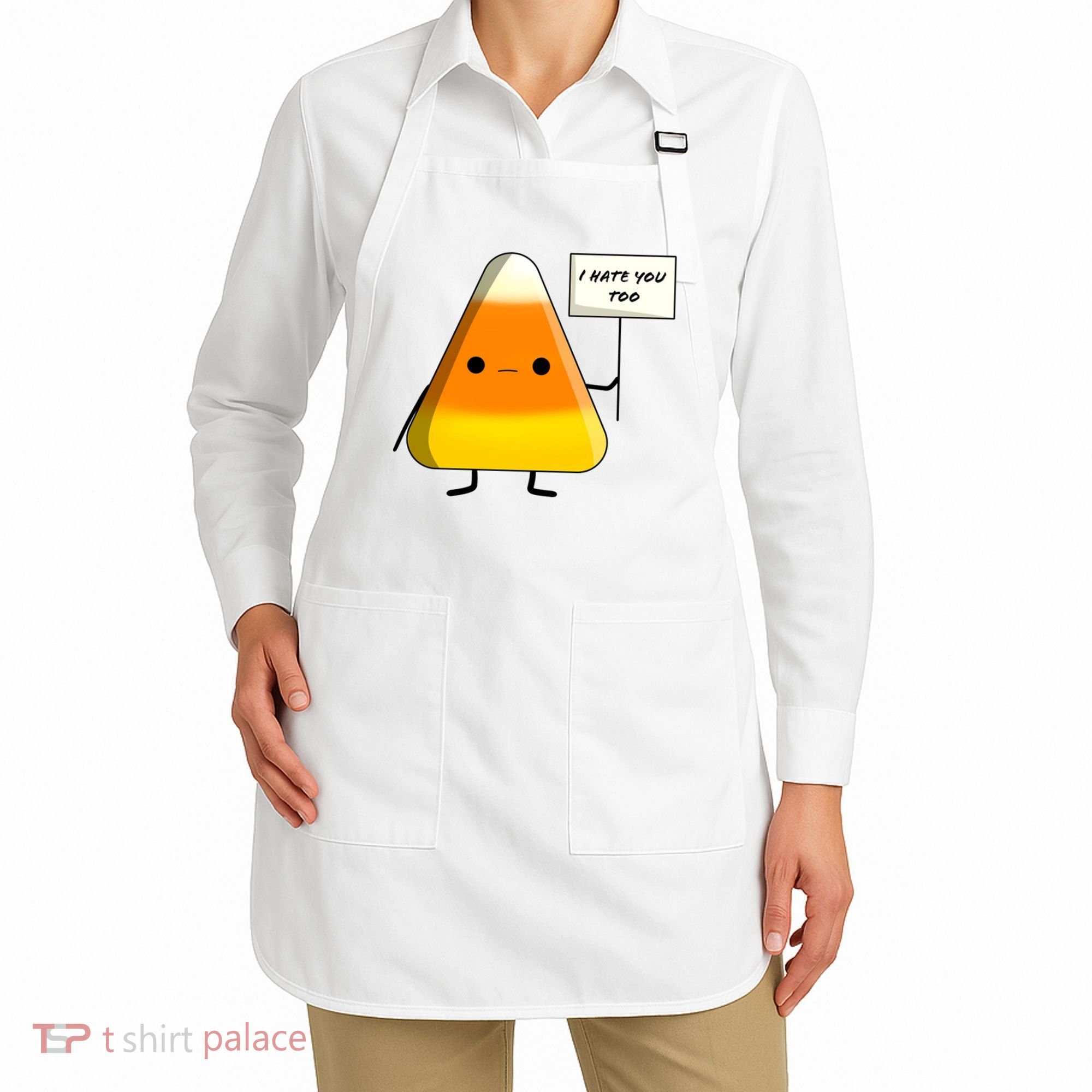 I Hate You Too Funny Halloween Candy Corn Apron
