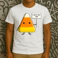 I Hate You Too Funny Halloween Candy Corn T-Shirt thumb 3