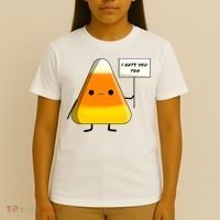 I Hate You Too Funny Halloween Candy Corn T-Shirt thumb 4