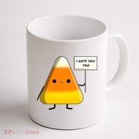 I Hate You Too Funny Halloween Candy Corn Coffee Mug thumb 1