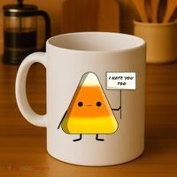 I Hate You Too Funny Halloween Candy Corn Coffee Mug thumb 4