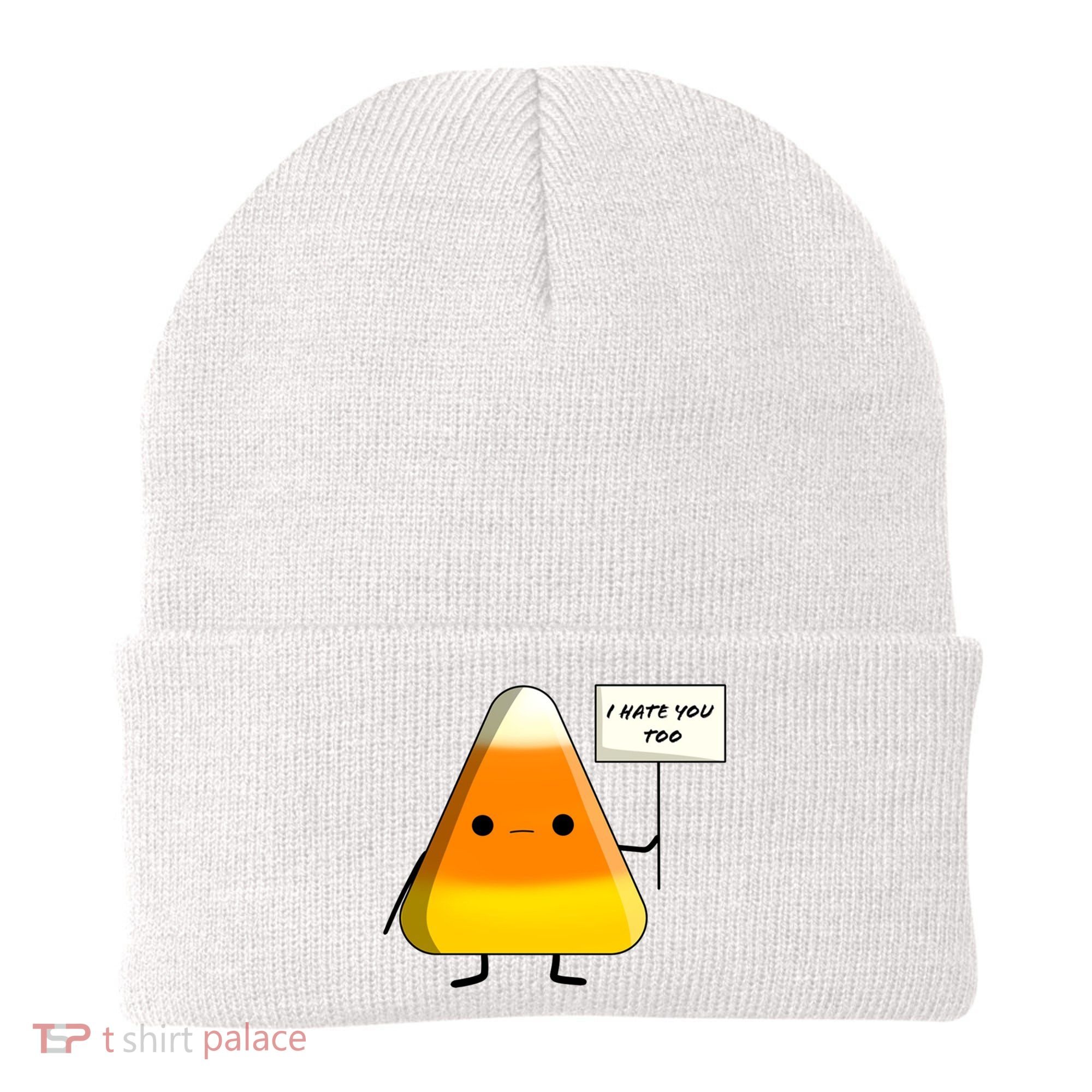 I Hate You Too Funny Halloween Candy Corn Beanie