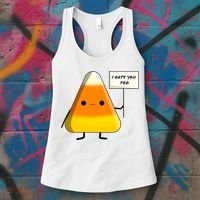I Hate You Too Funny Halloween Candy Corn Women's Tank Top thumb 3