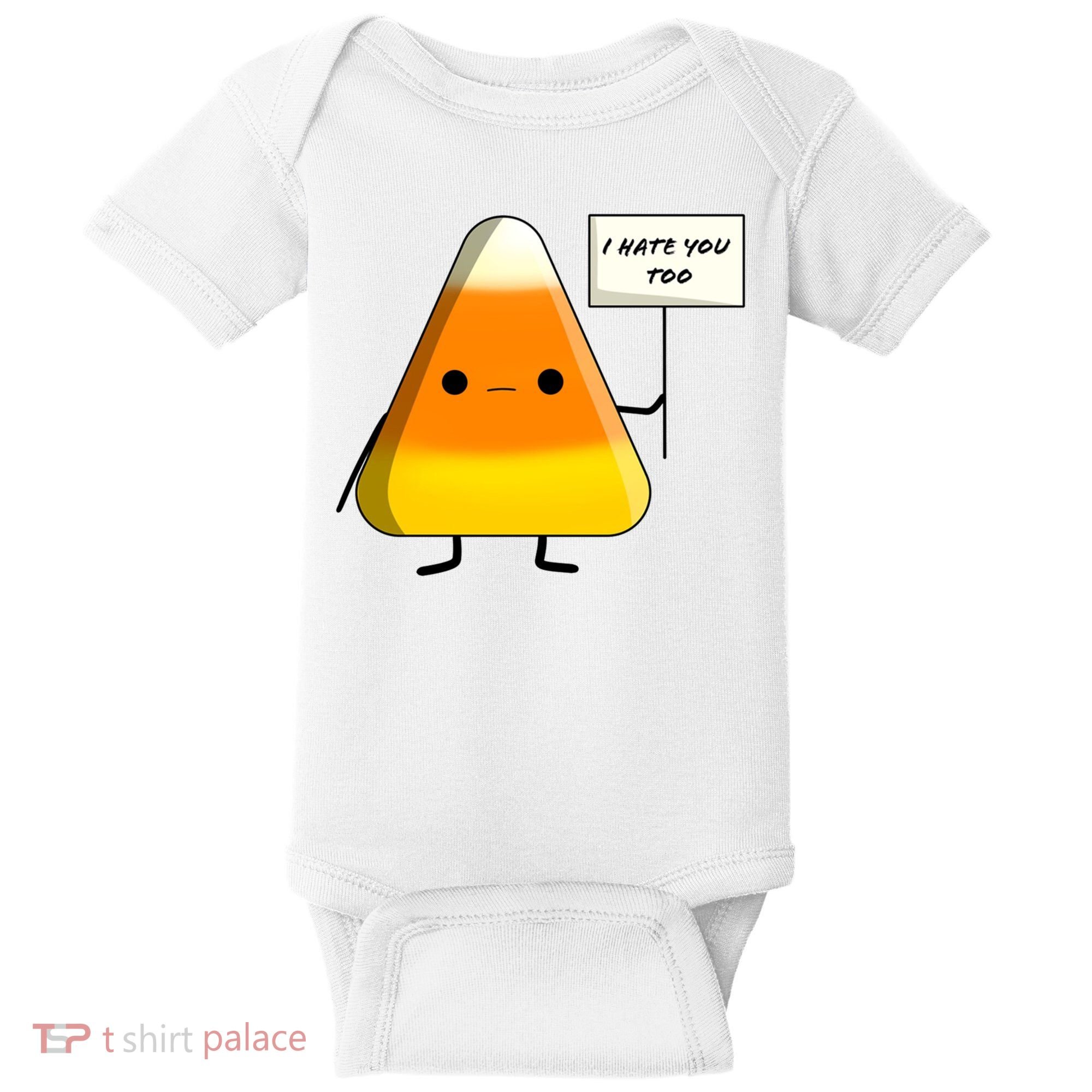 I Hate You Too Funny Halloween Candy Corn Baby Bodysuit