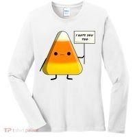 I Hate You Too Funny Halloween Candy Corn Women's Long Sleeve Shirt thumb 0
