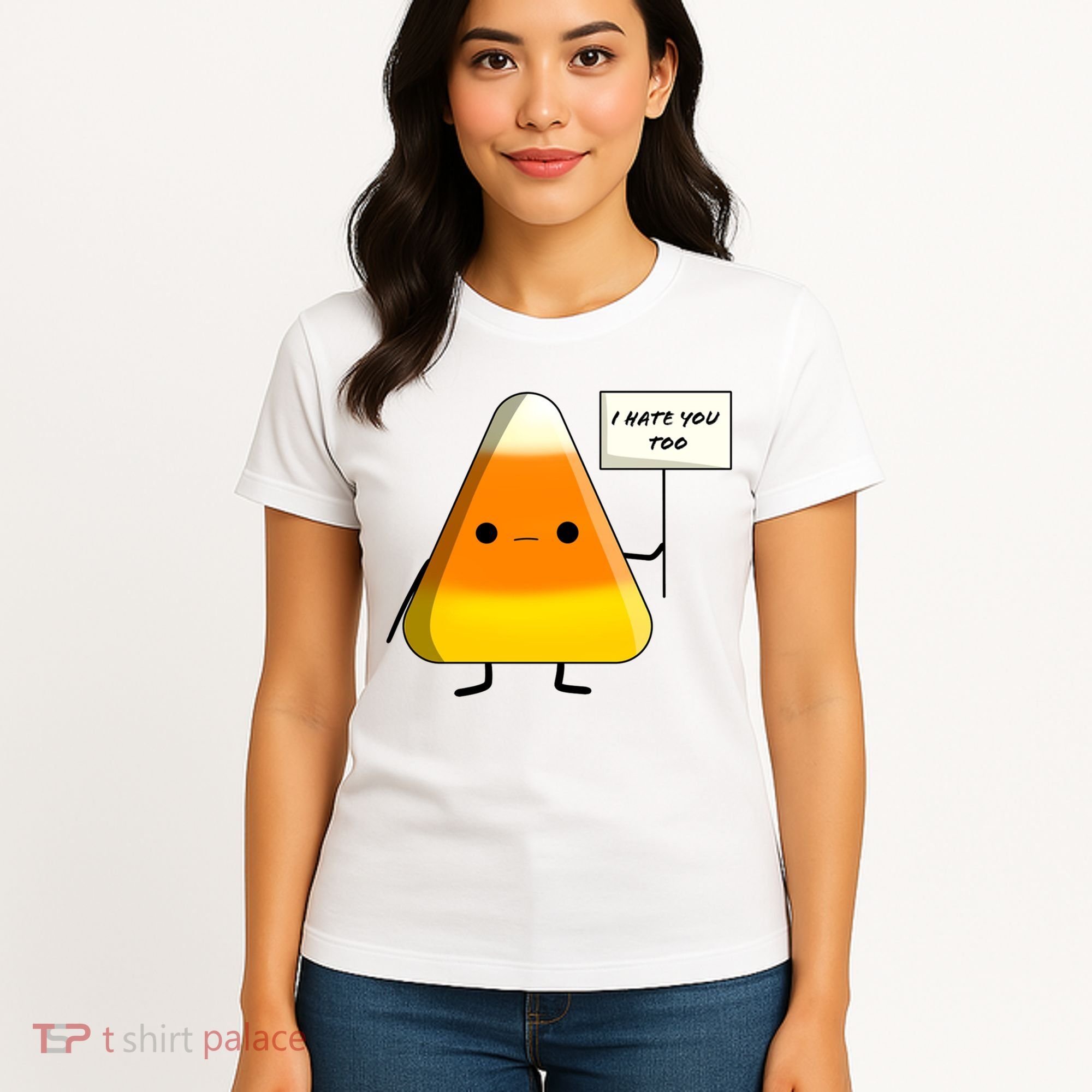 I Hate You Too Funny Halloween Candy Corn Women's T-Shirt