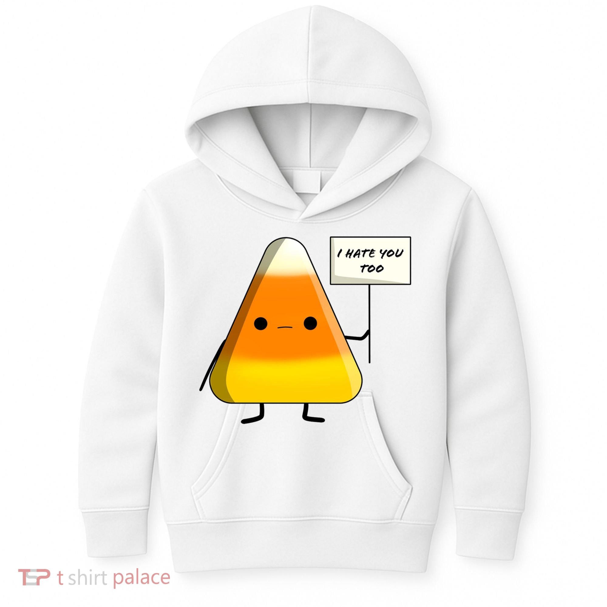 I Hate You Too Funny Halloween Candy Corn Kids Hoodie