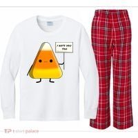 I Hate You Too Funny Halloween Candy Corn Kids Long Sleeve Plaid Pajama Set thumb 0