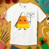 I Hate You Too Funny Halloween Candy Corn Kids T-Shirt thumb 3
