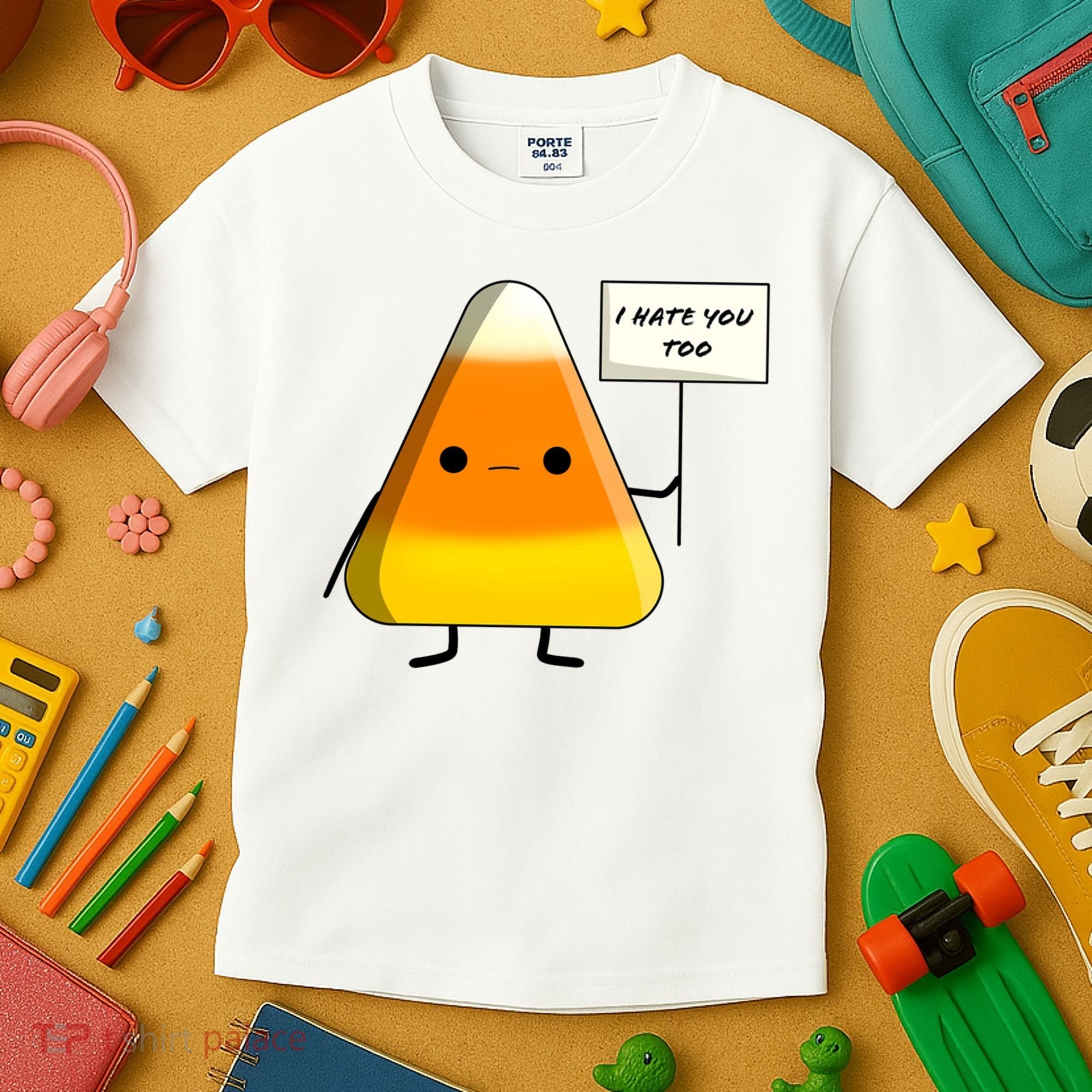 I Hate You Too Funny Halloween Candy Corn Kids T-Shirt