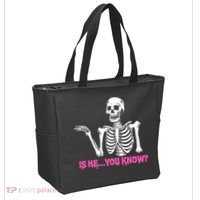 Is He You Know Skeleton Funny Tote Bag thumb 2