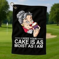 I Hope Your Cake Is As Moist As I Am Funny Golf Towel thumb 1