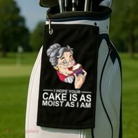 I Hope Your Cake Is As Moist As I Am Funny Golf Towel thumb 2