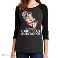 I Hope Your Cake Is As Moist As I Am Funny Women's Tri-Blend 3/4-Sleeve Raglan Shirt thumb 2