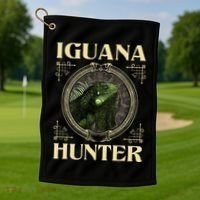 Iguana Hunter Zookeeper Reptile Animal Lover Herpetology Golf Towel thumb 1