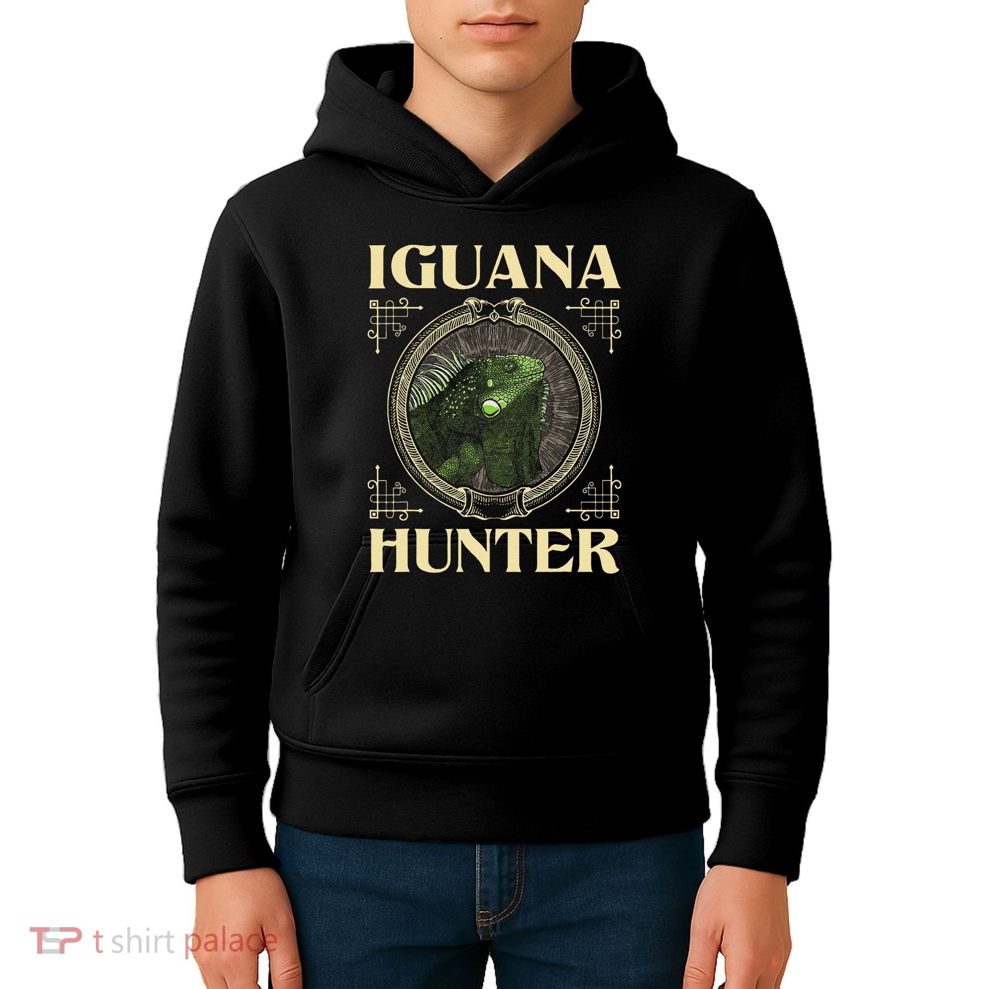 Iguana Hunter Zookeeper Reptile Animal Lover Herpetology Kids Hoodie
